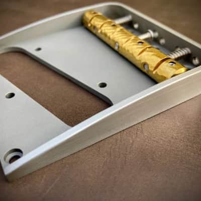 Van Dyke-Harms Left-Hand Telecaster Bridge w/front attachment points and Monolithic Saddle Combo 2023 - Stainless Steel image 1