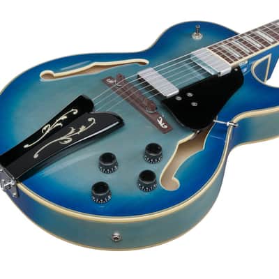 Ibanez George Benson Signature 6 String Hollow Body Electric Guitar - Jet Blue Burst (GB10EMJBB) image 6