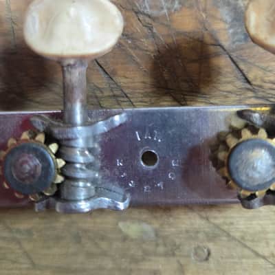 Vintage RARE 1938 Patent Applied For Kluson Open Back Covered Martin Gibson Epiphone Harmony Guitar 3x3 Tuner Set Luthier Parts Original Installation Screws image 8