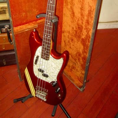 1973 Fender Mustang Bass Competition Red w/ Original Hardshell Case image 2