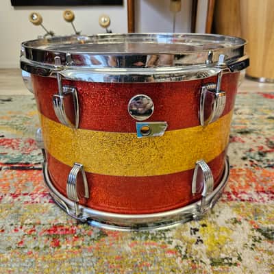Ludwig Tri-Band Red & Gold Sparkle 3-ply Kit 22-16-12" Blue/Olive Badge image 16