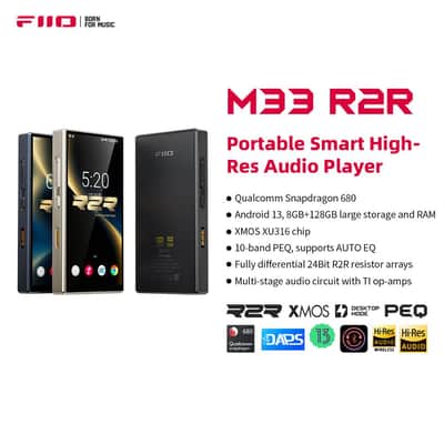 FiiO M33 R2R Portable HiFi Music Player, Snapdragon 680, 8GB RAM + 128GB Storage, True R2R DAC, XMOS XU316 USB Audio, 1100mW Balanced Output, AUTO EQ, 5.5” Full HD Display (Vintage Gold) image 2