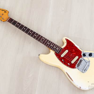 1965 Fender Mustang Vintage Offset Guitar Olympic White w/ Case image 12