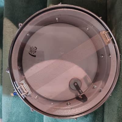 Ludwig L-404 Acrolite 5x14" 8-Lug Aluminum Snare Drum with Rounded Blue/Olive Badge 1979 - 1993 - Gray "Orange Peel" image 8
