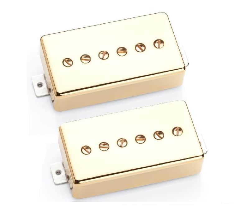 Seymour Duncan P90 Phat Cat SPH90-1b Bridge & SPH90-1n Neck Gold Humbucker Size Guitar Pickup Set image 1