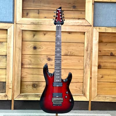 Schecter Demon-7 Floyd Rose Electric Guitar, Crimson Red Burst image 8
