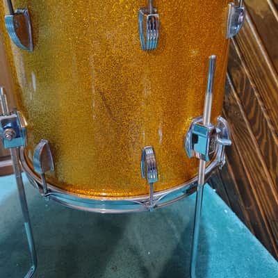 Ludwig 15"(diameter)x12"(Depth) Floor Tom (conversion) 1970's - Gold Sparkle image 5