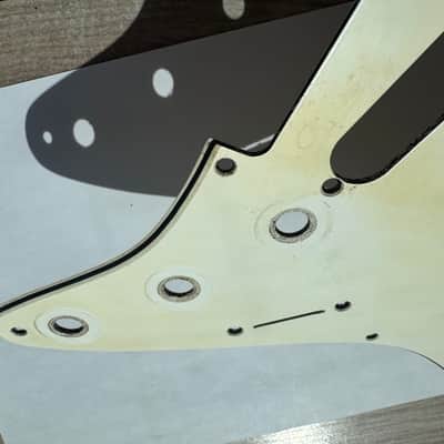 Vintage USA 54 8 Hole 50's Fender Stratocaster 56 Vintage Pickguard Celluloid / Nitrate White / Cream 1954 thru 58 RI image 8