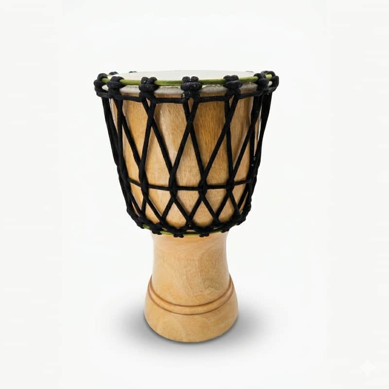 Zaza Percussion Beginner Rope-Tuned Djembe Drum – Natural Wood Finish, 3 Size Options-22" height × 12" head image 1