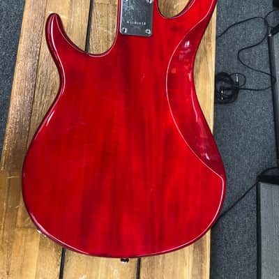 Peavey Milestone IV Fretless Bass Guitar - Transpartent Red image 10