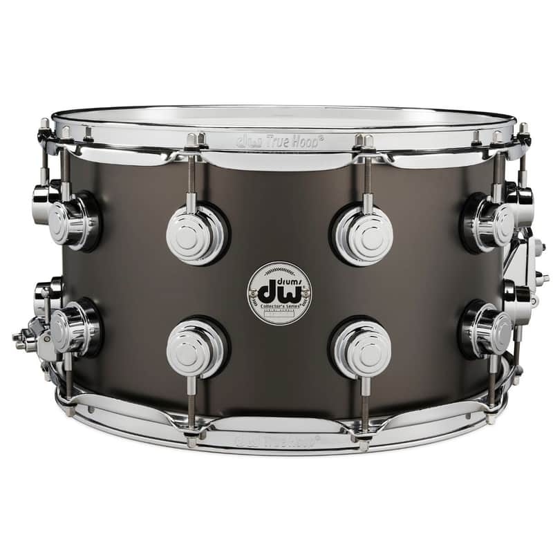 Collector's Series Satin Black Brass Snare Drum w/ Chrome Hardware 8"x14" image 1