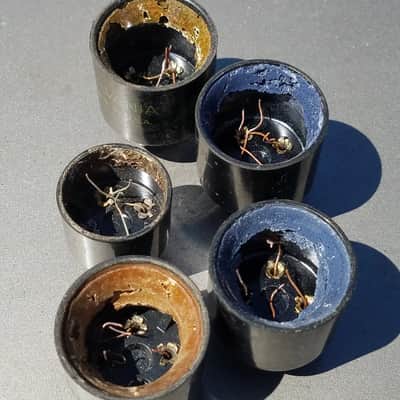 RCA etc. lot 5x 4-pin Vacuum Tube Bases UX4 U4A 300B Hammond Leslie 1920s - 1940s - Black Bakelite Or Brown Micanol image 4