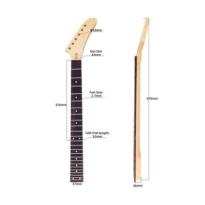 24 Fret Banana Head Guitar Neck 25.5 Inch Maple Rosewood Fretboard Bolt On for Electric Guitar Parts Replacement image 6