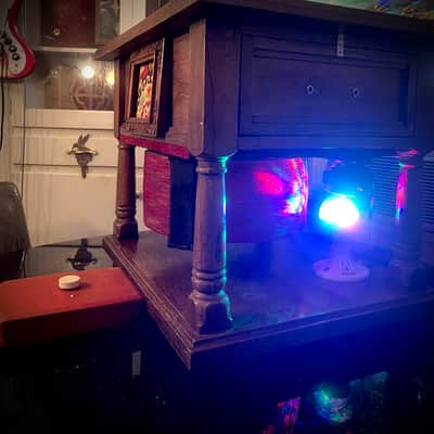 Rotary Connection  VIBRA-TABLE! Rotary / Leslie guitar speaker cabinet / side table! 12” 16 ohm 70 watt speaker. One of a kind  2026 - Wood image 11
