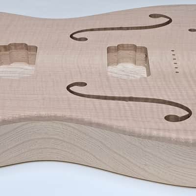 Shepard Custom Guitars Custom Telecaster Body Semi-hollow Backroute Violin Master Flamed Maple Top on 1pc Swamp Ash 2023 - Unfinished image 4