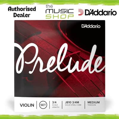 D'Addario Prelude Violin String Set - 3/4 Scale, Medium Tension - J810 3/4M image 1