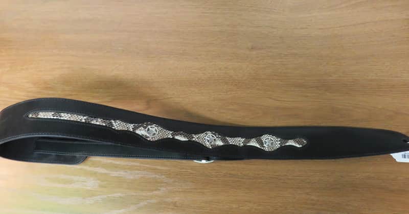 Leather Instrument Strap w/ Snake Skin - Guitar or Bass Guitar Strap image 1