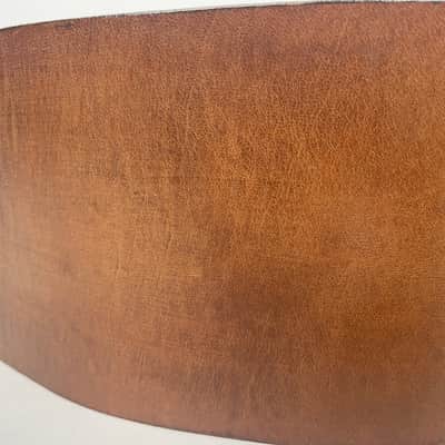Vintage Handmade Wide Leather Guitar Strap – Brown 41” x 4” image 4