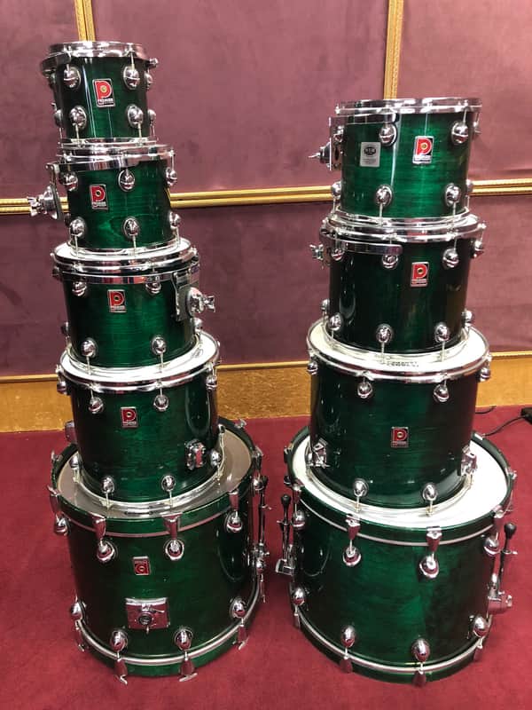 Premier Genista 1990's 9 pc drum kit Green Stain (Terraverdi Green) image 1