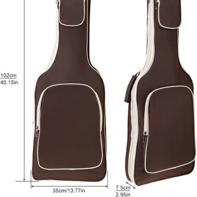 Electric Guitar Bag 40 Inch, Guitar Case with Double Shoulder Adjustable Straps, Guitar Gig Bag Large Capacity Pocket, Waterproof Soft Guitar Backpack Ideal Gift, Brown image 2