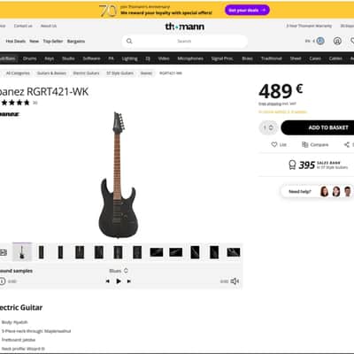 Ibanez RGRT421 - WK 2020 - Neck thru - Seymour Duncan Blackouts image 24