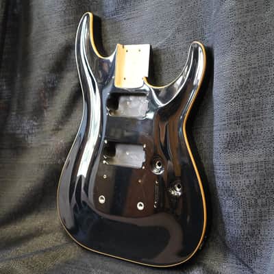 1996 ESP/Japan Original Horizon Alder Guitar Body - Black w/ Natural Binding image 8