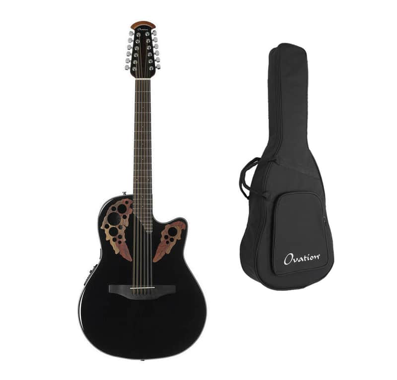 Ovation Celebrity Elite 12-String Acoustic/Electric Guitar w/ Bag - Black image 1