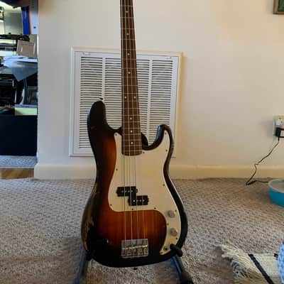 Electric Bass Guitar Custom Precision Maple neck Poplar body  2021 Tobacco sunburst 6.5 pounds image 2