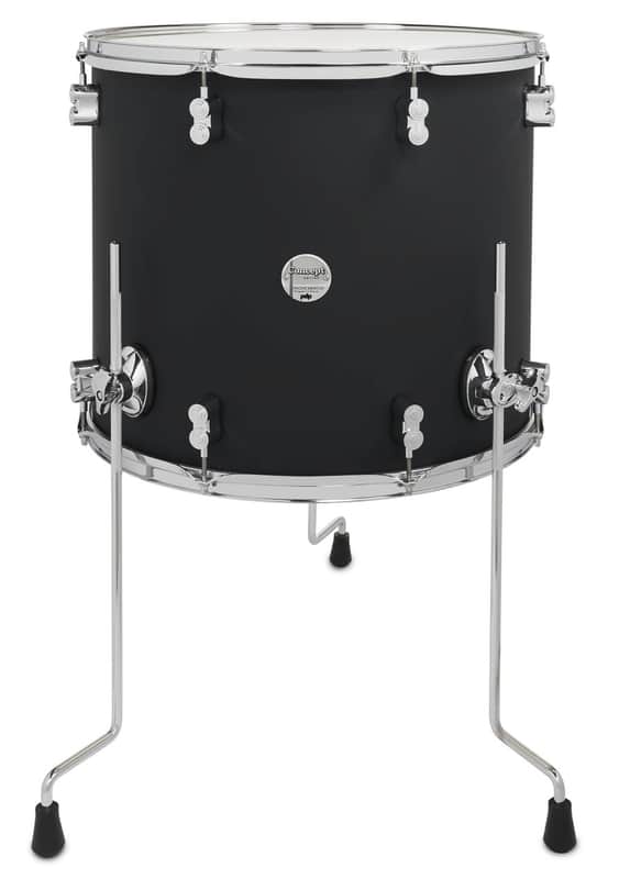 PDP Concept Maple 16x18 Floor Tom Satin Black Finish Ply with Chrome Hardware image 1