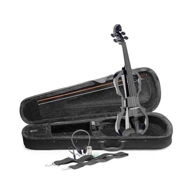 Stagg EVN X-4/4 BK 4/4 Electric Violin Set w/Soft Case, Straps, Bow, Rosin, Headphones & 9V Battery image 3