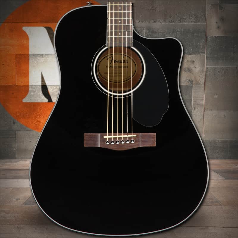 Fender CD-60SCE Dreadnought, Walnut Fingerboard - Black image 1