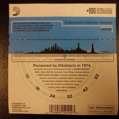 D'addario EJ-16 Phosphor Bronze 12-53 Light Gauge image 2