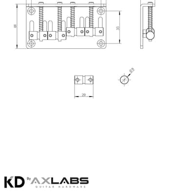 KD By AxLabs Vintage Style Bass Bridge - 4-Screw, 4-String, String-Through-Top - Satin Black image 2