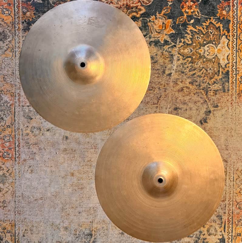 1960s Vintage Zildjian 14” Hihats PAPER THIN 768 839 g AMAZING PAIR! Light Complex Hand Hammered image 1