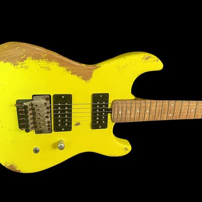 Friedman Cali Heavy Aged Graffiti Yellow Electric Guitar image 3