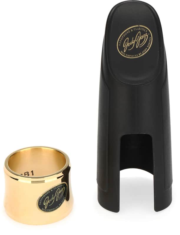 JodyJazz HRB1 Power Ring Ligature with Cap for Hard Rubber Baritone Saxophone Mouthpiece - Gold image 1