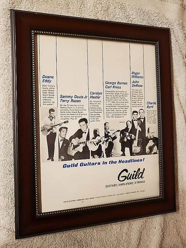 1966 Guild Guitars Promotional Ad Framed Duane Eddy, Charlie Byrd Original image 1
