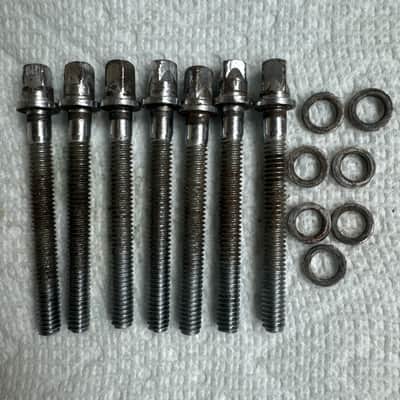 Rogers Lot of 7 Vintage 2” Tom Snare Drum Tension Rods + Washers 70s - Chrome image 4