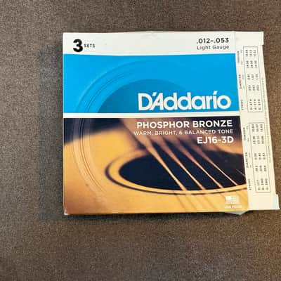D'Addario EJ16-3D Phosphor Bronze Light Acoustic Guitar Strings (3) 2000 - 2020 - Bronze image 3