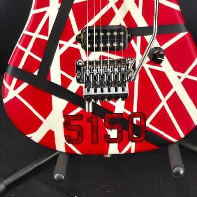 EVH Striped Series 5150, Maple Fingerboard, Red with Black and White Stripes image 1