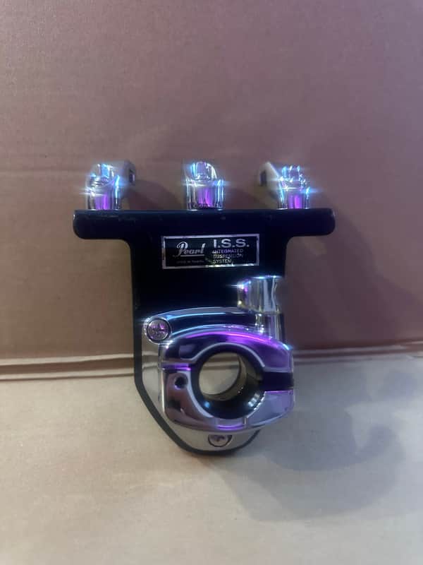 Pearl I.S.S. Integrated Suspension System Tom Mount w/ 3 Rim Clamps – Chrome/Black – Made in Taiwan image 1
