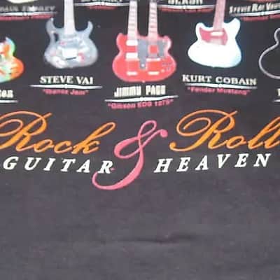 new old stock (NO paper hang-tag) A+ Taboo Rock Rock and Roll Guitar Heaven Shirt (XL) Black T shirt w/ many iconic guitars graphic (NO packaging) image 13