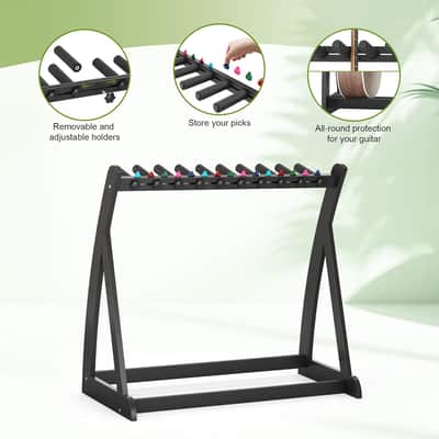 Guitar Stand Rack,Guitar Rack For Multiple Guitars Stands Floor for Electric,Acoustic,Bass Guitars &Case-Foldable, Adjustable,Protective with No-Slip Non-Scratch Padding ,for Home,Studio, Stage (Black) image 3