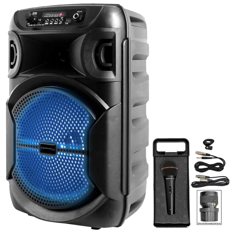 Technical Pro BOOM8 Rechargeable 8" LED Party Speaker w/Bluetooth/USB+Microphone image 1