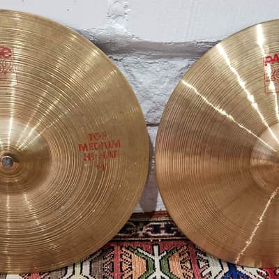 VINTAGE! Paiste 2002 Series Medium Hi-Hats 14" B20 Bronze 1973-1979 Switzerland