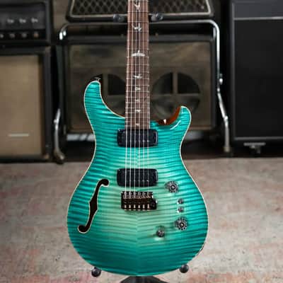PRS Private Stock Custom 24-08 Semi-Hollow Electric Guitar - Bahamian Blue Glow with Hardshell Case image 2