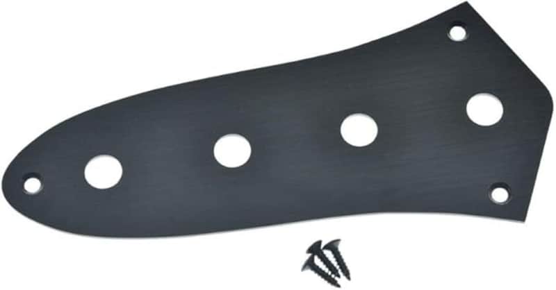 Jazz Bass Brushed Aluminum Control Plate - Black image 1