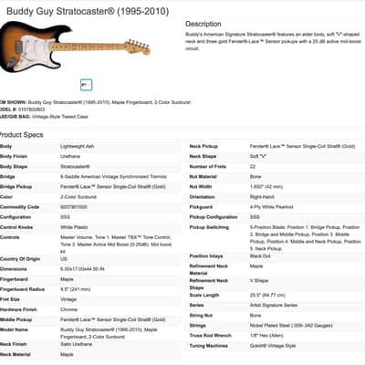 Fender Buddy Guy Stratocaster Guitar with Case 1999 - 2-Color Sunburst / Maple fingerboard image 25