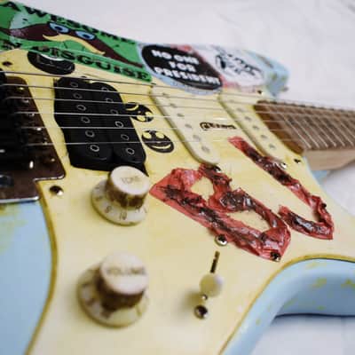 Billie Joe Armstrong Blue Electric Guitar BJ Replica Relic and Gig Bag Green Day image 5