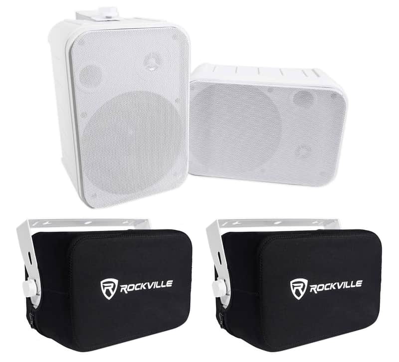 2 Rockville 6.5" 500w Outdoor Speakers+Waterproof Covers For Restaurant/Bar/Cafe image 1